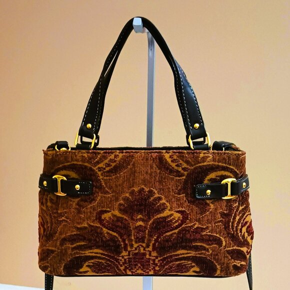 Etienne Aigner Vintage Tapestry Crossbody Bag Small Retro Floral Burgundy Purse - Picture 1 of 12